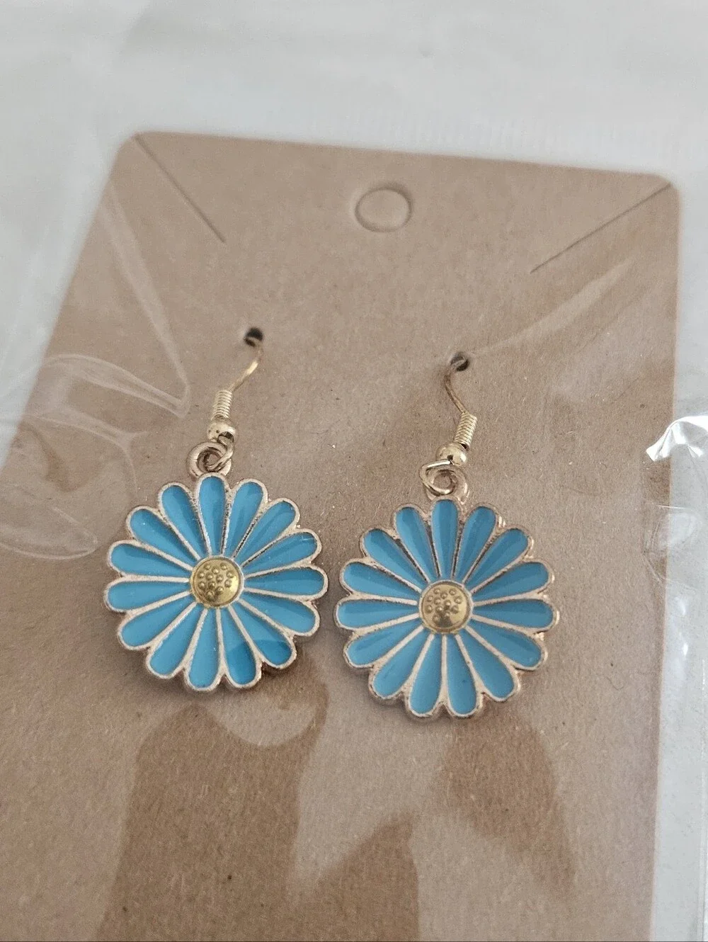 Blue Daisy Dangle Earrings